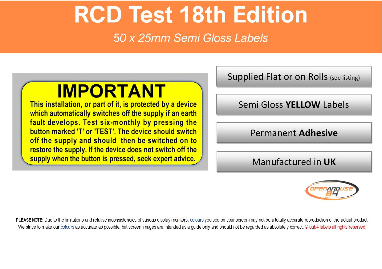 RCD Test Inspection Labels ( 50 x 25mm )