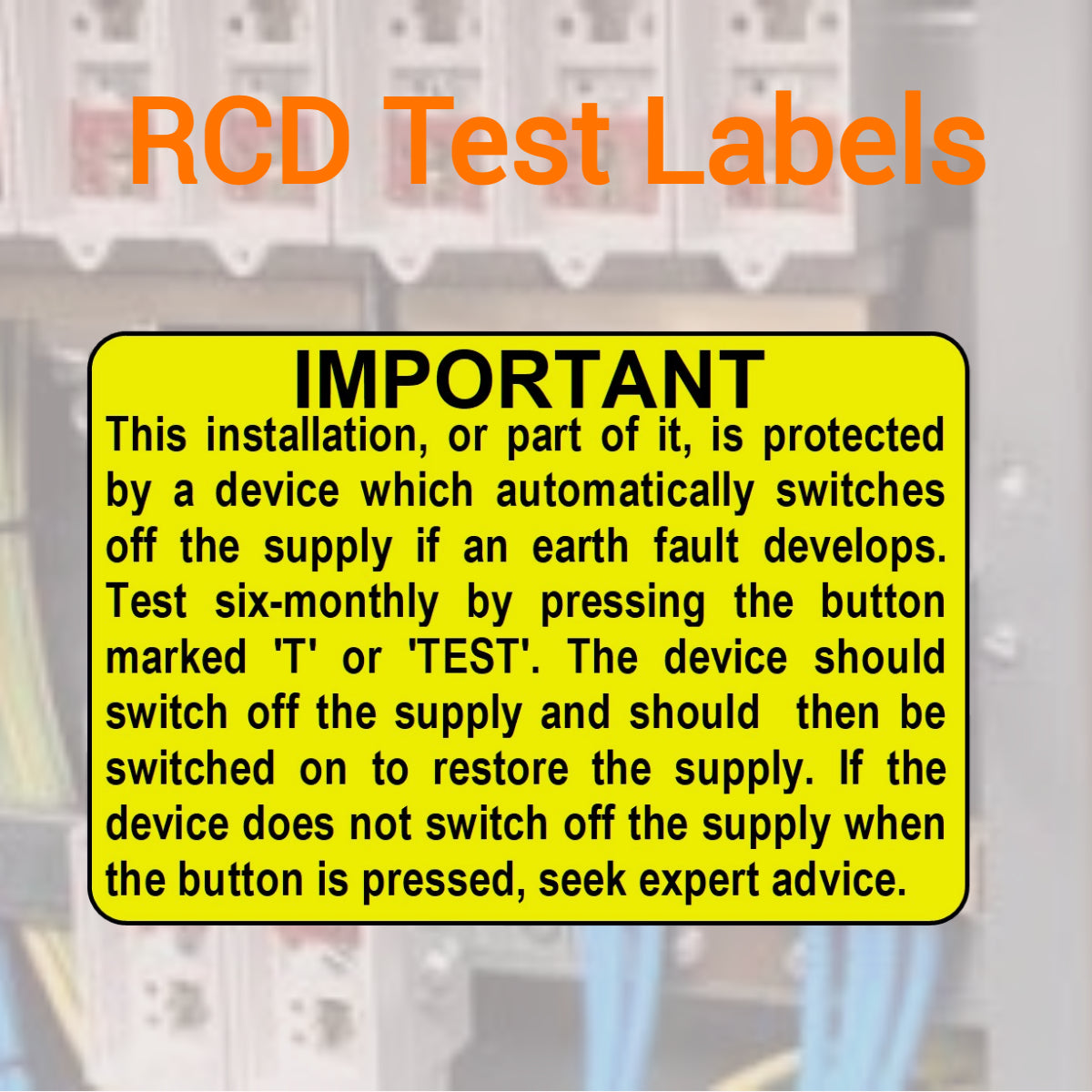 RCD Test Inspection Labels | 76 x 52mm /3 x 2" |
