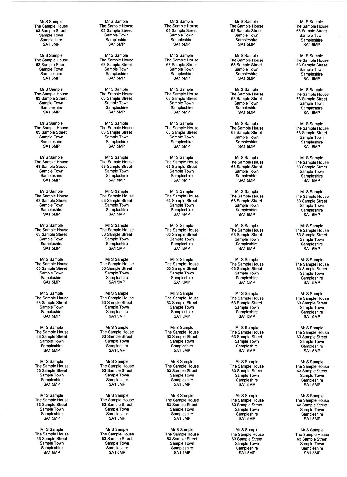 Small Personalised Labels on A4 Sheets | WHITE – 65 UP – 38.1mm x 21.2mm