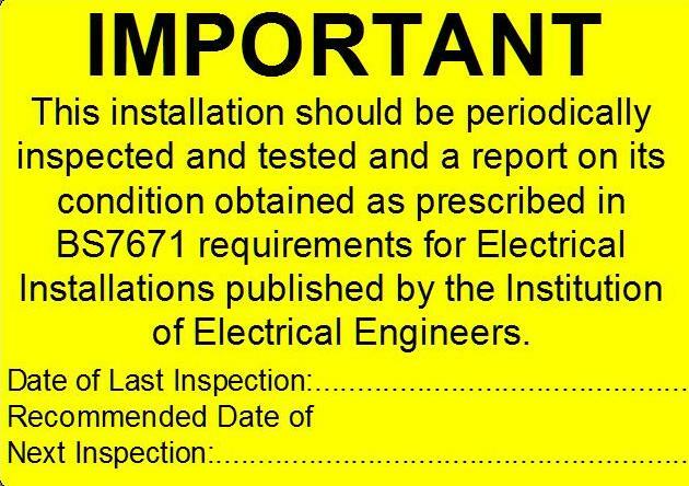 Periodic Electrical Safety Test Stickers - NO Contact details