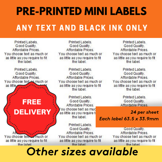 Personalised Labels on A4 Sheets | WHITE – 16 UP – 99.1mm x 33.9mm