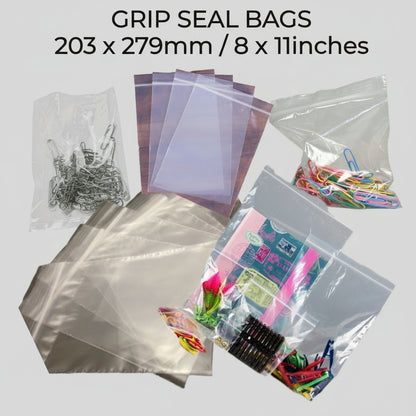 Grip Seal Bags – Clear Resealable Poly Bags (Multiple Sizes Available)