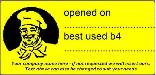 Best Before Food Labels – Opened On / Best Used B4, Yellow, Self Adhesive
