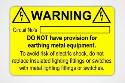 Yellow harmonised cable colour electrical wiring label 76 x 52mm with CAUTION BS 7671 mixed wiring colours warning text
