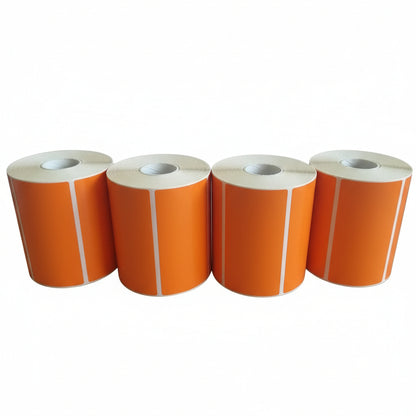 Orange 4x2 colour-coding label on roll, 