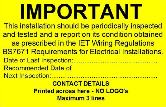 Periodic Test Inspection Labels 76x51mm – BS7671 Electrical Safety Stickers for Consumer Units & Fuse Boxes