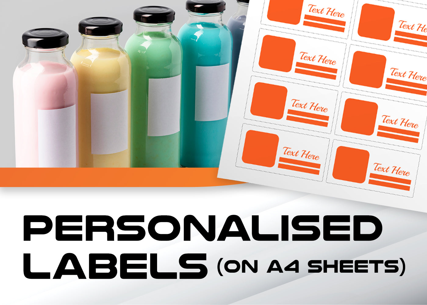 Personalised Labels on A4 Sheets printed in colour | WHITE – 16 UP – 99.1mm x 33.9mm