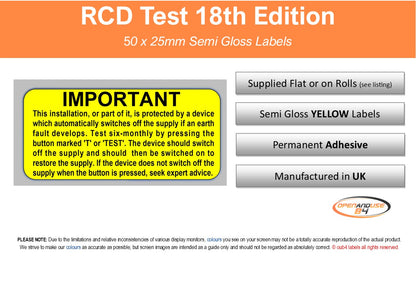 RCD Test Inspection Labels ( 50 x 25mm )