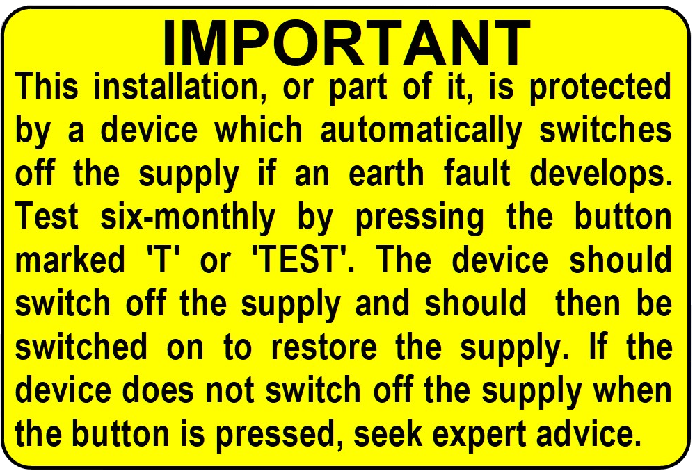 RCD Test Inspection Labels | 76 x 52mm /3 x 2" |