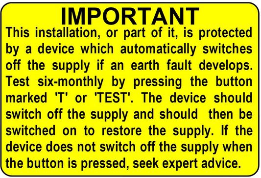 RCD Test Inspection Labels | 76 x 52mm /3 x 2" |