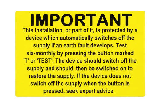 Electrical Safety RCD Test Labels - 2019 Edition - 76 x 52mm