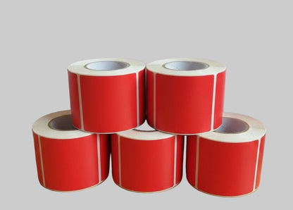 Red  4x2 colour-coding label on roll, 