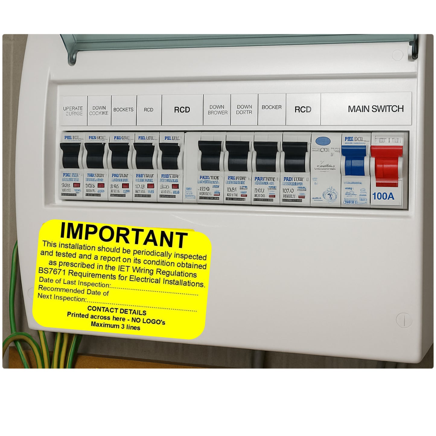 Periodic Test Inspection Labels 76x51mm – BS7671 Electrical Safety Stickers for Consumer Units & Fuse Boxes