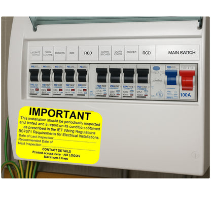 Periodic Test Inspection Labels 76x51mm – BS7671 Electrical Safety Stickers for Consumer Units & Fuse Boxes