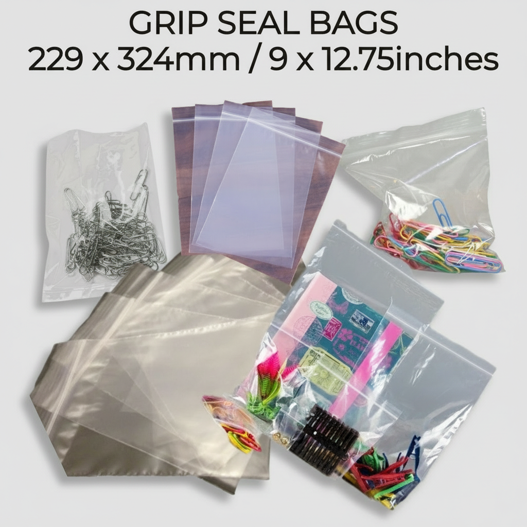 Grip Seal Bags – Clear Resealable Poly Bags (Multiple Sizes Available)