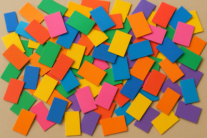 pile of small coloured labels