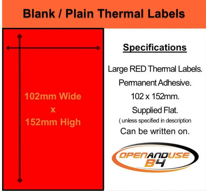 Large Labels 102x152mm (6 x4") Sticky Self adhesive Labels - various colours