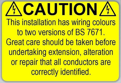 HARMONISED Cable Colour Electrical Wiring Label 76 x 52mm self-adhesive labels