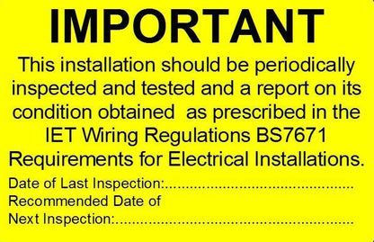 Periodic Electrical Safety Test Stickers - NO Contact details