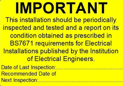 Periodic Electrical Safety Test Stickers - NO Contact details