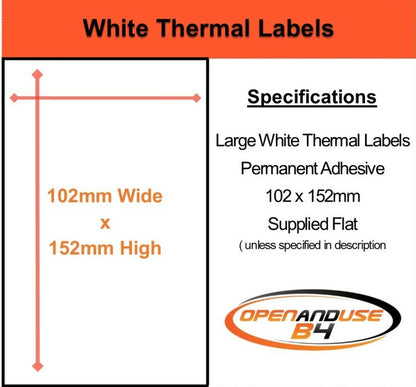 Large Labels 102x152mm (6 x4") Sticky Self adhesive Labels - various colours