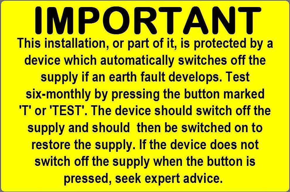 Electrical Safety RCD Test Labels - 2019 Edition - 76 x 51mm