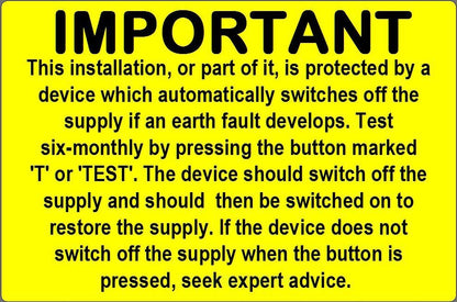 Electrical Safety RCD Test Labels - 2019 Edition - 76 x 51mm