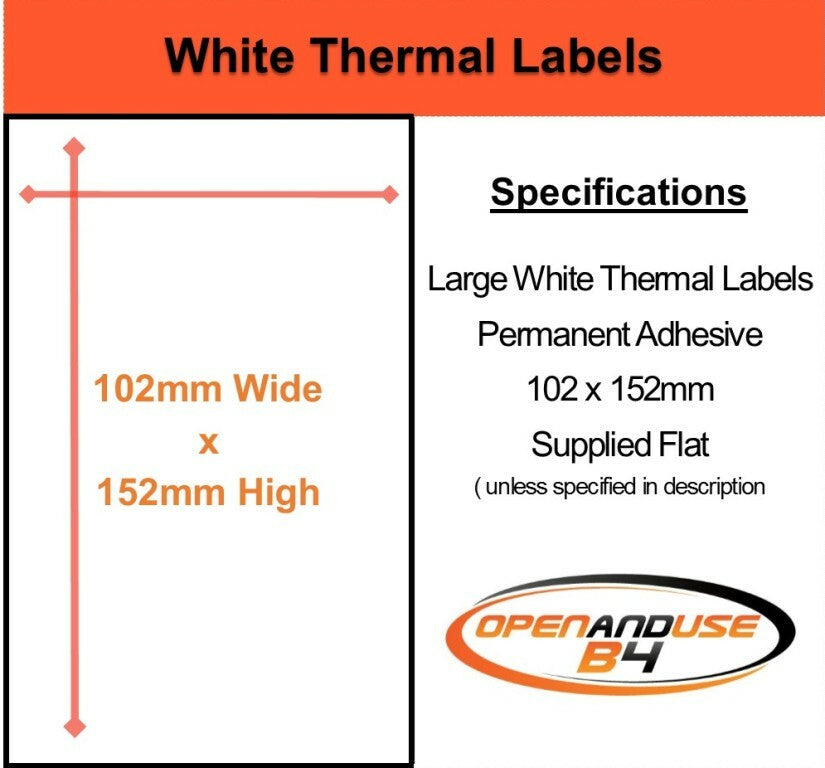Large Labels 102x152mm (6 x4") Sticky Self adhesive Labels - various colours