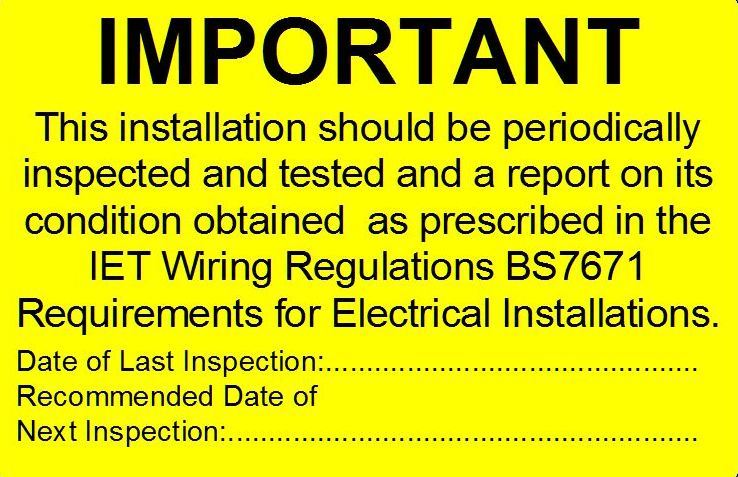 Periodic Electrical Safety Test Stickers - NO Contact details