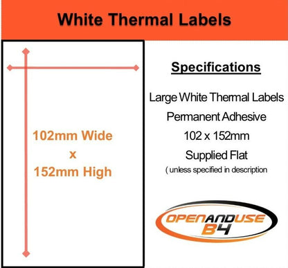 Large Labels 102x152mm (6 x4") Sticky Self adhesive Labels - various colours