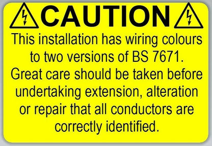 HARMONISED Cable Colour Electrical Wiring Label 76 x 52mm self-adhesive labels